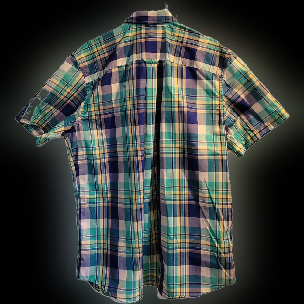 Men short sleeve striped shirt size large